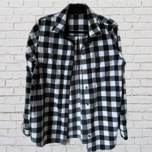 Checkered print fleece button down